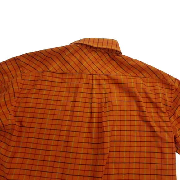 Tommy Hilfiger Button Down Long Sleeve Shirt Mens Sz L Orange Windowpane - Picture 10 of 16
